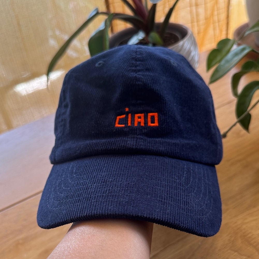 NWOT Clare V Ciao Navy Blue/Orange Corduroy Cap (SOLD OUT)